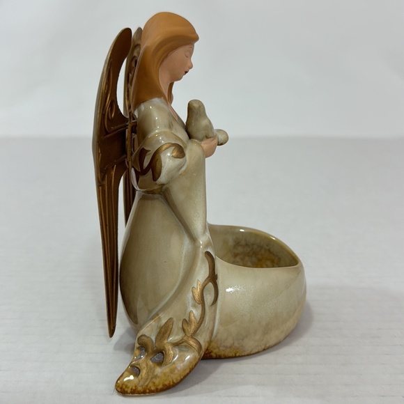 Yankee Candle Porcelain Pottery Angel Metal Wings & Dove TeaLight Candle Holder - Picture 4 of 10
